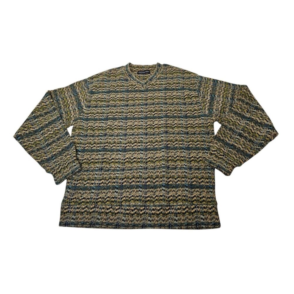 Jhane Barnes Geometric Sweater V-Neck Multicolor Men’s Small EUC
